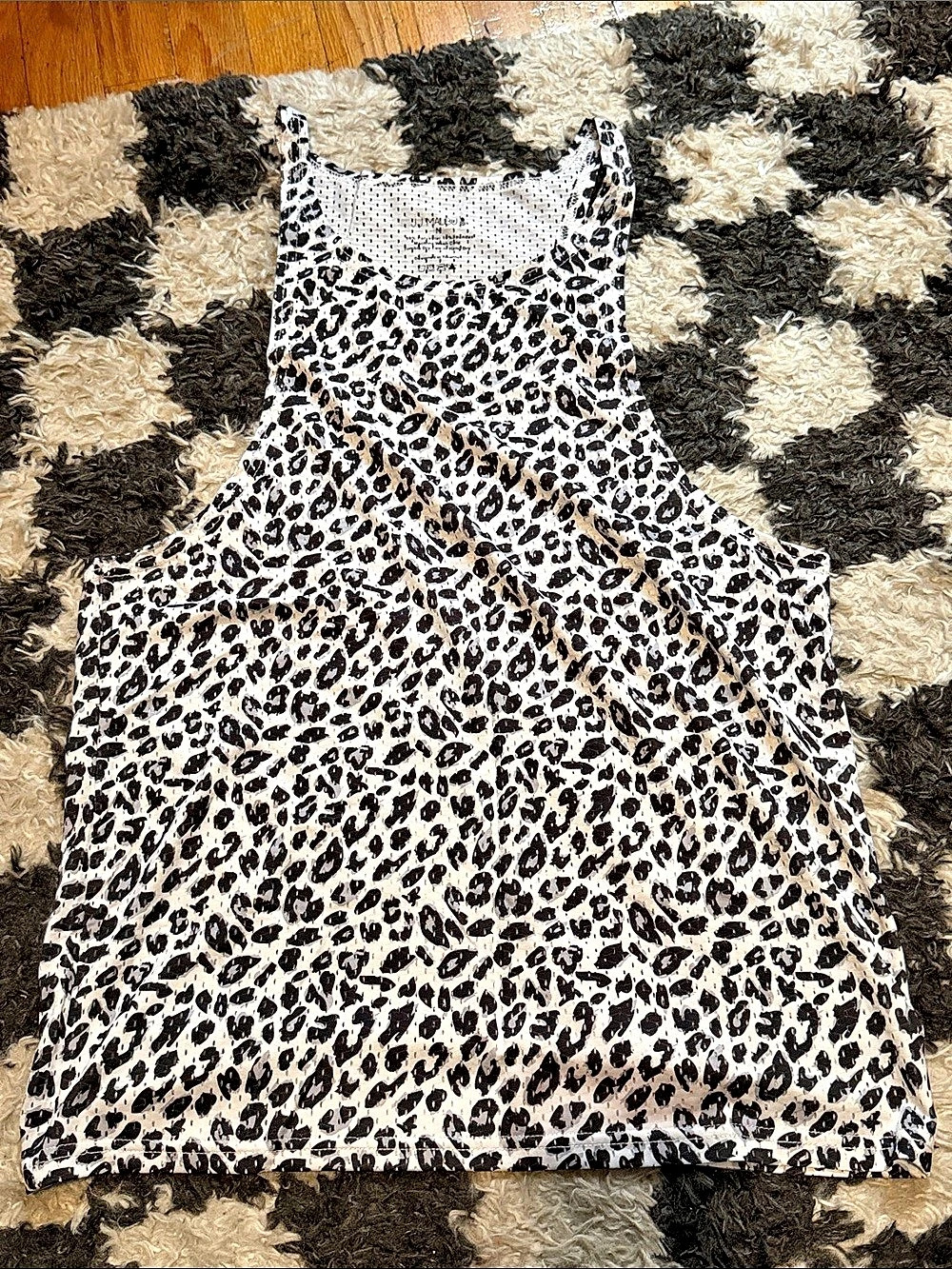 Men’s Leopard Print Tank Top in White & Black Size Medium NWT